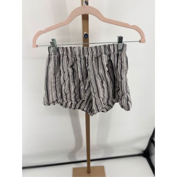 Brandy Melville black white stripe shorts size small 100% cotton elastic waist - Picture 2 of 6